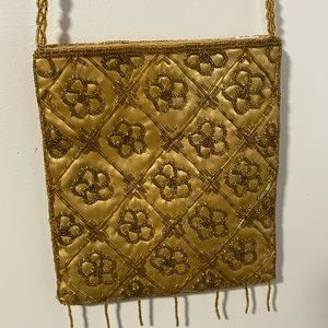 Tan hand beaded purse
